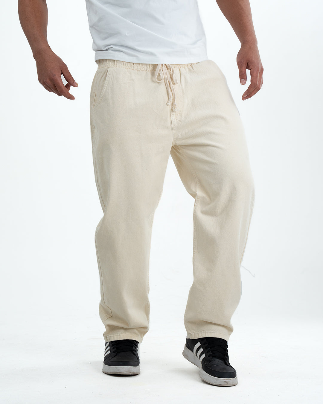 Premium Washed Denim Joggers – Beige