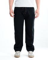 Premium Washed Denim Joggers – Black