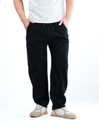 Premium Washed Denim Joggers – Black