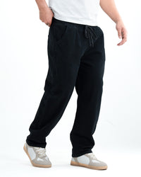Premium Washed Denim Joggers – Black