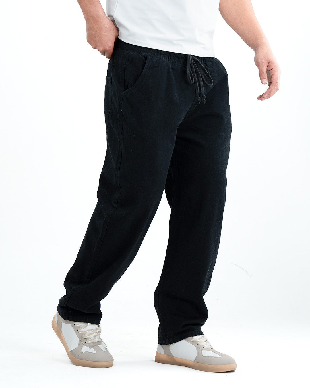 Premium Washed Denim Joggers – Black