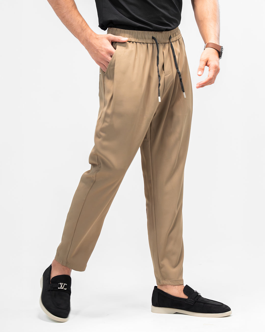 MEN’S BEIGE RELAXED-FIT JOGGER PANTS
