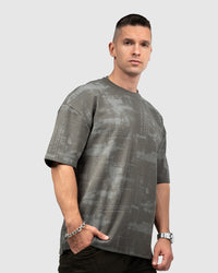 Men’s Dark Grey Printed Oversized T-Shirt