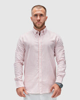 Men’s Pink & White Striped Button-Down Shirt