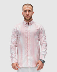 Men’s Pink & White Striped Button-Down Shirt