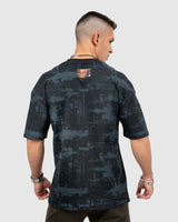 Men’s Black & Gray Printed Oversized T-Shirt
