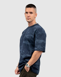 Men’s Blue & Mint Printed Oversized T-Shirt
