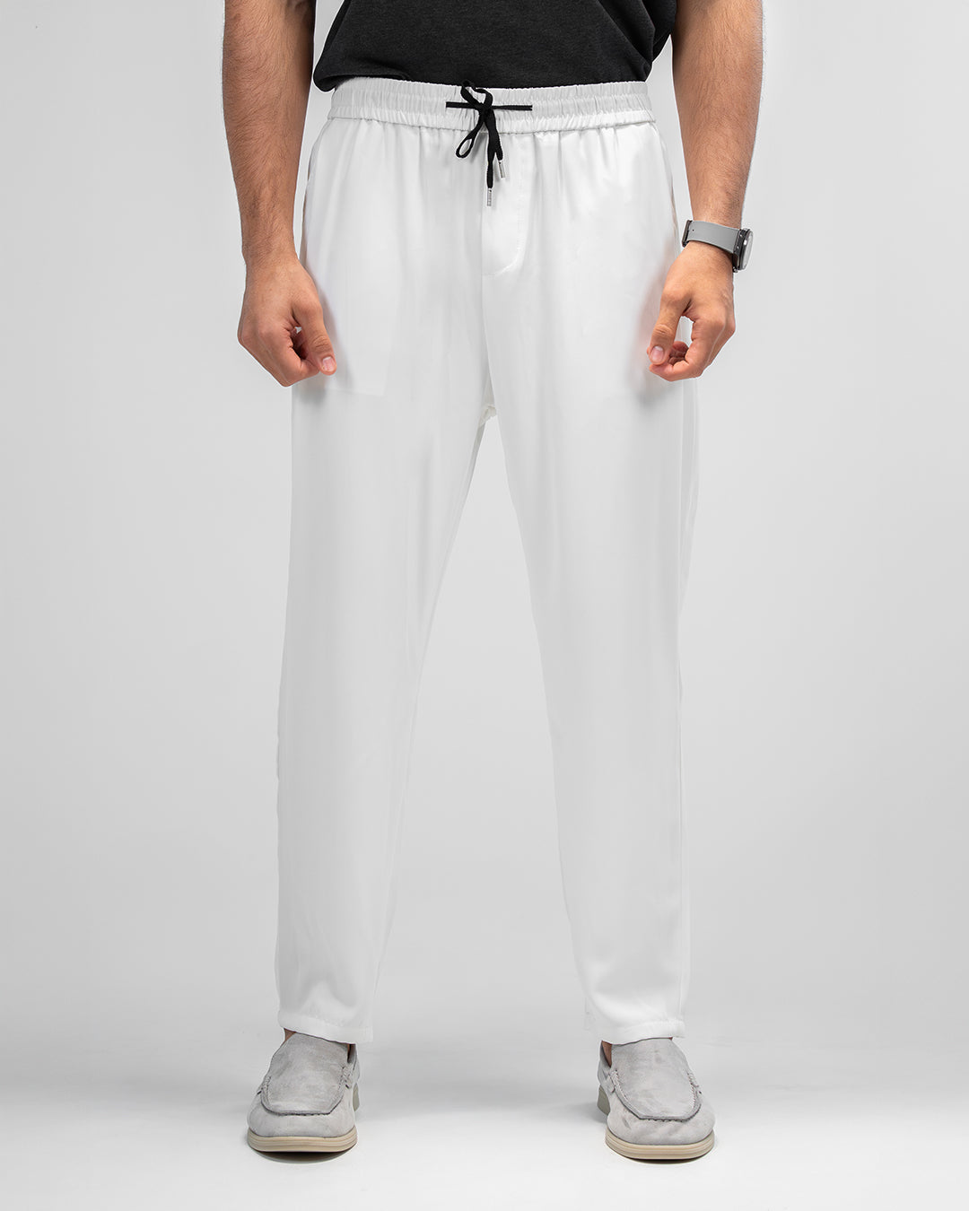 MEN’S WHITE RELAXED-FIT JOGGER PANTS