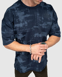 Men’s Blue & Mint Printed Oversized T-Shirt