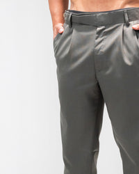 MEN’S SLIM-FIT GREY PLEATED TROUSERS