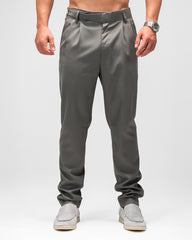MEN’S SLIM-FIT GREY PLEATED TROUSERS