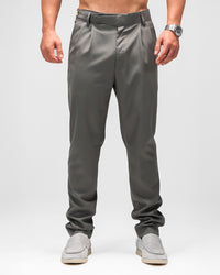 MEN’S SLIM-FIT GREY PLEATED TROUSERS