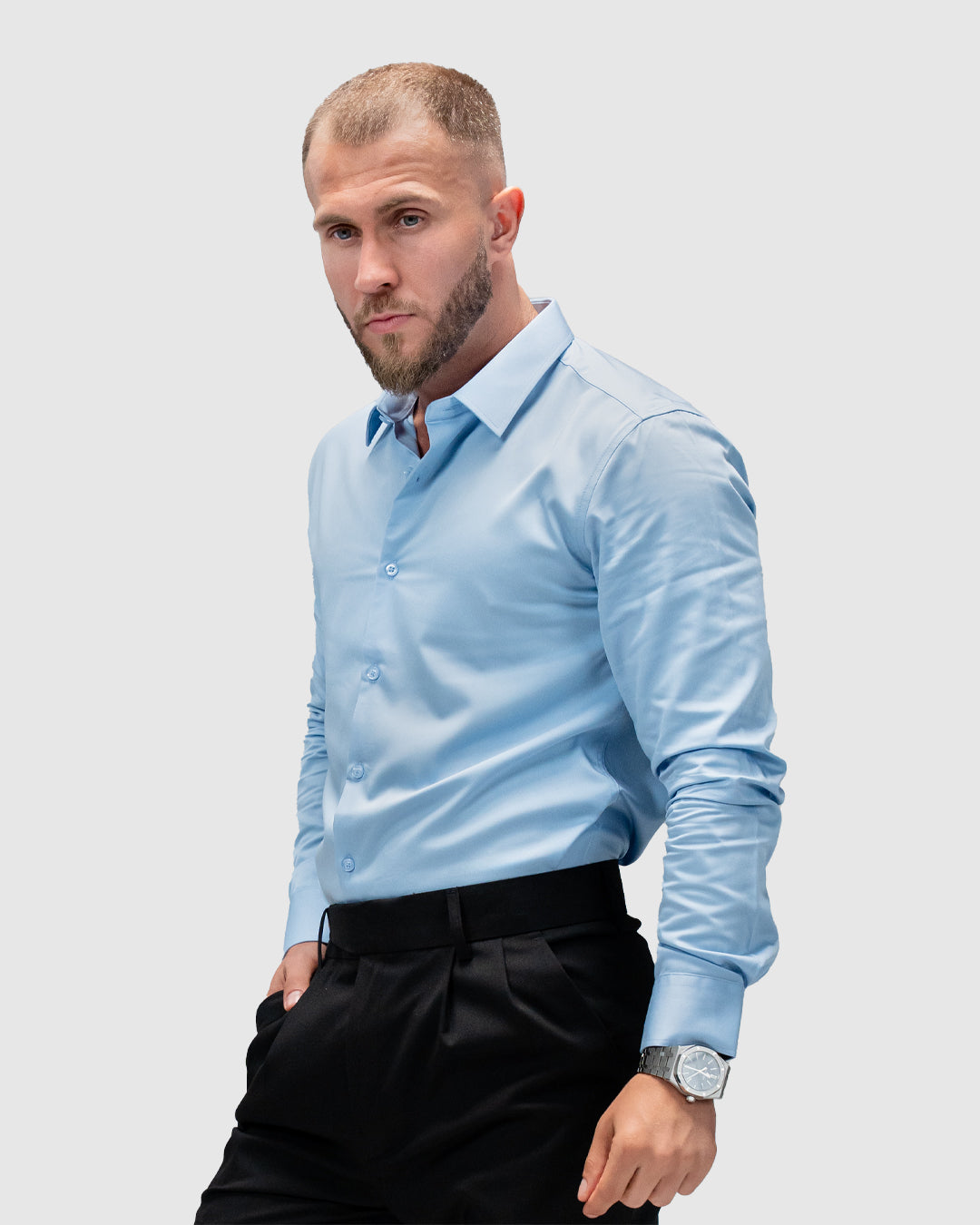 Men’s Sky Blue Formal Dress Shirt