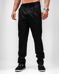MEN’S SLIM-FIT BLACK PLEATED TROUSERS