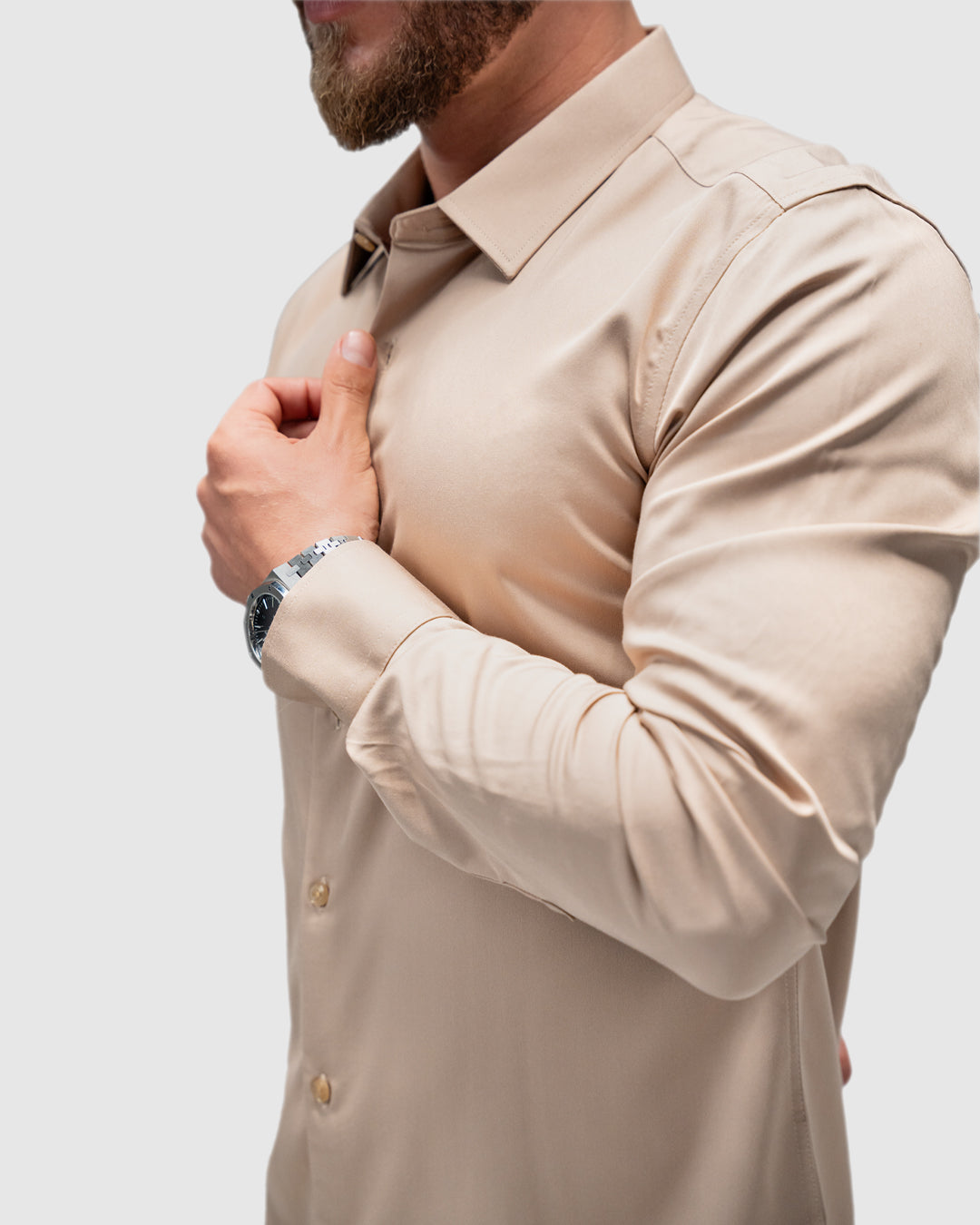 Men’s Beige Formal Dress Shirt
