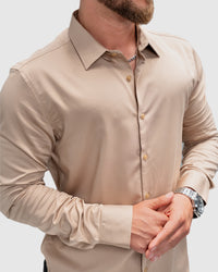 Men’s Beige Formal Dress Shirt