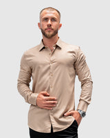Men’s Beige Formal Dress Shirt
