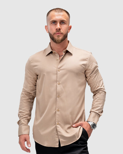 Men’s Beige Formal Dress Shirt