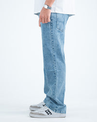 Men’s Relaxed-Fit Washed Denim Jeans - Light Blue