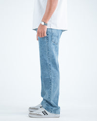 Men’s Relaxed-Fit Washed Denim Jeans - Light Blue