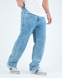Men’s Relaxed-Fit Washed Denim Jeans - Light Blue