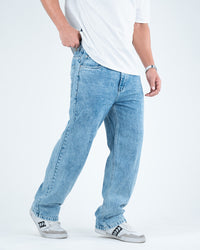 Men’s Relaxed-Fit Washed Denim Jeans - Light Blue