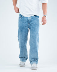 Men’s Relaxed-Fit Washed Denim Jeans - Light Blue