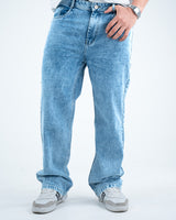 Men’s Relaxed-Fit Washed Denim Jeans - Light Blue