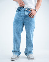 Men’s Relaxed-Fit Washed Denim Jeans - Light Blue