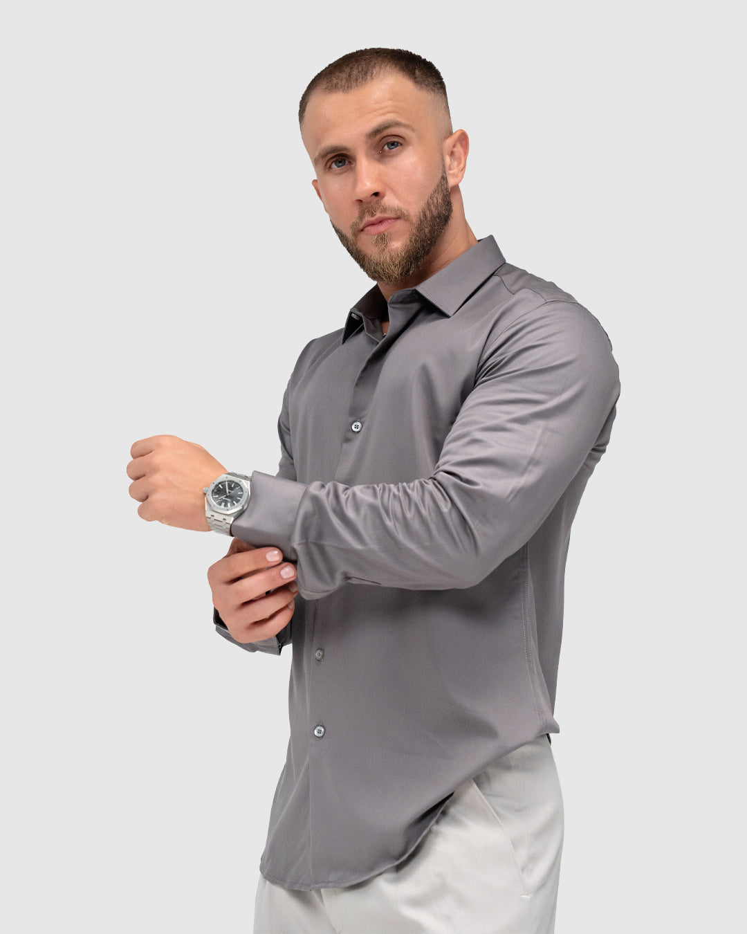Men’s Grey Formal Dress Shirt