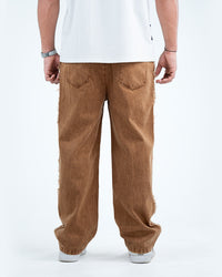 Men’s Rough-Edge Wide Leg Jeans - Camel