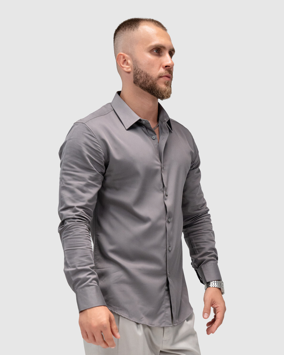 Men’s Grey Formal Dress Shirt