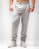 MEN’S LIGHT GREY SLIM-FIT PLEATED TROUSERS