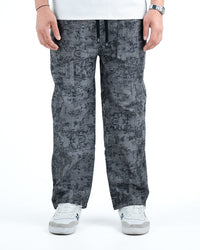 Men’s Washed Baggy Drawstring Denim Pants - Grey