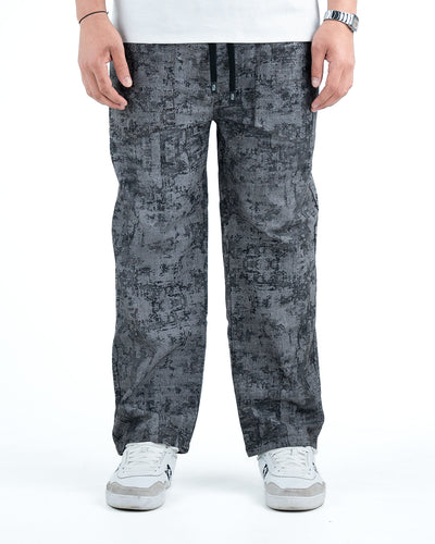 Men’s Washed Baggy Drawstring Denim Pants - Grey