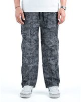 Men’s Washed Baggy Drawstring Denim Pants - Grey