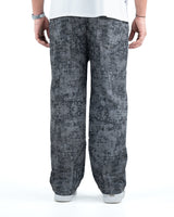 Men’s Washed Baggy Drawstring Denim Pants - Grey