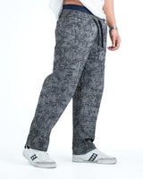 Men’s Washed Baggy Drawstring Denim Pants - Grey