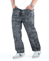 Men’s Washed Baggy Drawstring Denim Pants - Grey