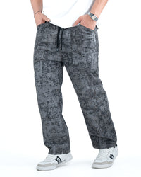 Men’s Washed Baggy Drawstring Denim Pants - Grey