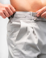 MEN’S LIGHT GREY SLIM-FIT PLEATED TROUSERS