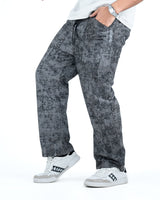 Men’s Washed Baggy Drawstring Denim Pants - Grey