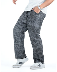 Men’s Washed Baggy Drawstring Denim Pants - Grey