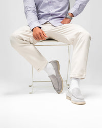 MEN’S CLASSIC SLIM-FIT CREAM TROUSERS