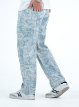 Men’s Washed Baggy Drawstring Denim Pants - Sky Blue