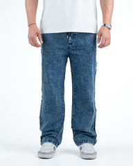 Men’s Rough-Edge Wide Leg Jeans - Blue