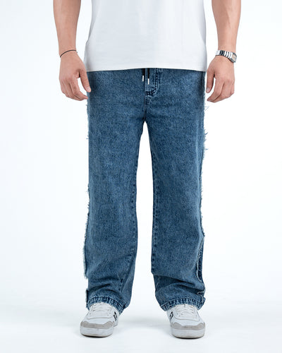 Men’s Rough-Edge Wide Leg Jeans - Blue