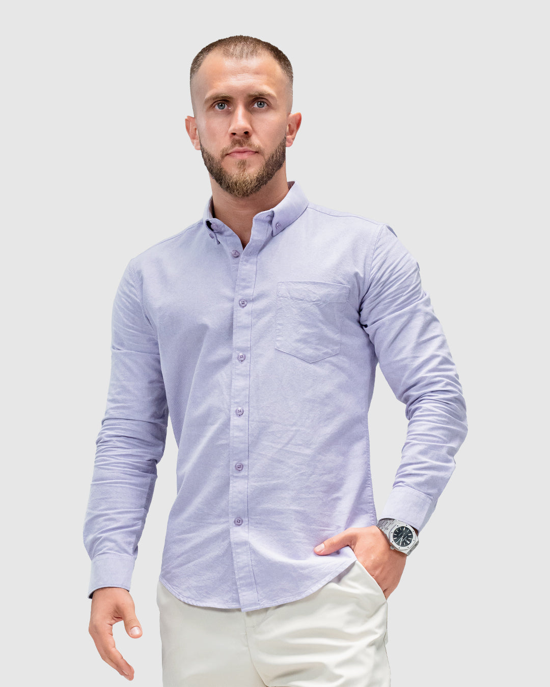 Men’s Lavender Oxford Button-Down Shirt