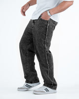 Men’s Rough-Edge Wide Leg Jeans - Black