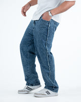 Men’s Rough-Edge Wide Leg Jeans - Blue